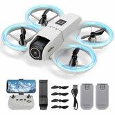 Quadcopter Shuttle Camera Drone One Key Launch Land 360 Flip Headless Mode Dual Cam Photo Video Face Gesture Track Gravity Sense Christmas Gift COL White