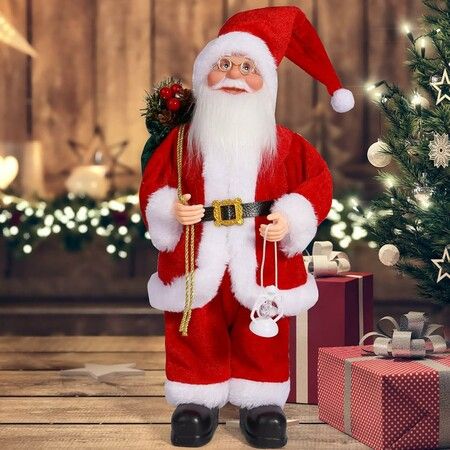 12 Inch Santa Claus Doll, Standing Santa Claus Figure Christmas Figurine Ornaments for New Year Christmas Holiday Party Home Decoration