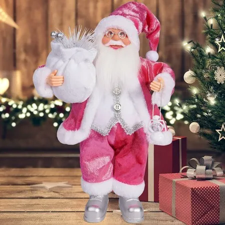 12 Inch Santa Claus Doll, Standing Santa Claus Figure Christmas Figurine Ornaments for New Year Christmas Holiday Party Home Decoration