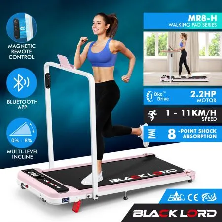 BLACK LORD Treadmill Electric Walking Pad Folding Incline Magnetic Remote Pink