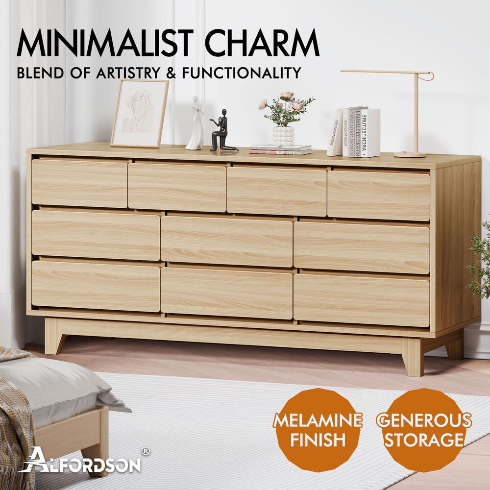 ALFORDSON 9 Chest of Drawers Minimalist Storage Cabinet Dresser Tallboy Wood
