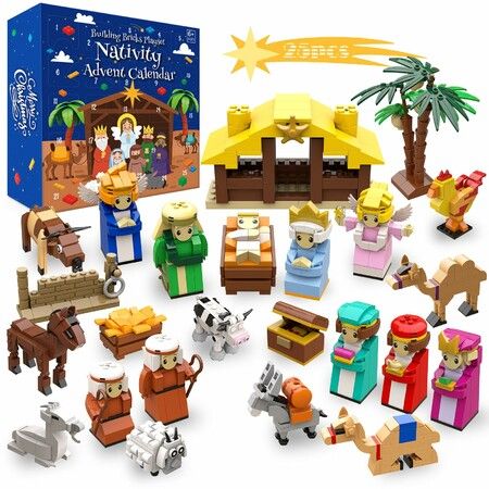 Advent Calendar Nativity Building Blocks Toy Christmas Stocking Stuffers STEM Toy Building Bricks Party Favors Gifts