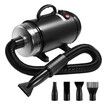 Dog Hair Dryer Vacuum Pet Cat Grooming Kit 4 Nozzles Hairdryer Blower Adjustable Blow Speed Temp Control Negative Ion Blaster Heater Low Noise 2200W
