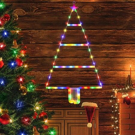 Christmas Decorations Lights, LED Christmas Ladder Light Battery Operation Christmas Light for Window Wall Home Decor (Multicolor)