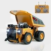 1/64 RC Dump Truck,Mini Dump Truck Toy,8-Channel Remote Control Toy with Metal Bed & Light,RC Construction Vehicles,Birthday Gifts Age 3+