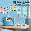 Drawing Robot for Boys Girls Montessori Painting Toys for 3 4 5 6 7 8 Year Old, Voice Interactive Educational Drawing Machine with 100 Cards, Blue