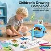 Drawing Robot for Boys Girls Montessori Painting Toys for 3 4 5 6 7 8 Year Old, Voice Interactive Educational Drawing Machine with 100 Cards, Blue