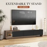 Extendable TV Stand Unit Storage Cabinet Entertainment Centre Console Table Bench 3 Drawers Walnut and Black