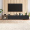 Extendable TV Stand Unit Storage Cabinet Entertainment Centre Console Table Bench 3 Drawers Walnut and Black