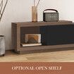 Extendable TV Stand Unit Storage Cabinet Entertainment Centre Console Table Bench 3 Drawers Walnut and Black