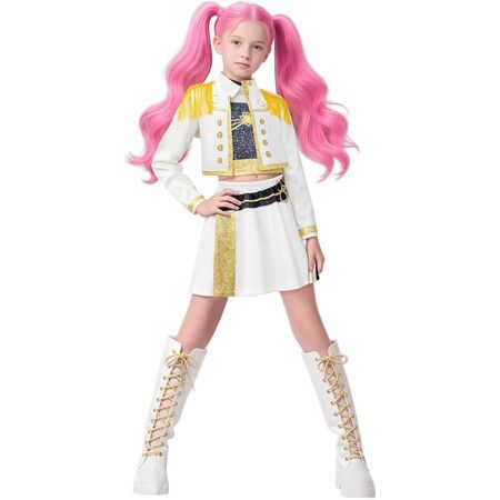 Halloween Demon Costumes Pop Singer Cosplay Embroidery Coat Top Shorts Costume Dance Stage Outfit Size 130cm