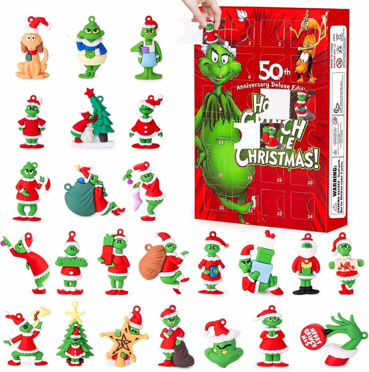 Christmas Grinch Advent Calendar 2026  Countdown Calendars 24 Days  Hanging Pendant Xmas Surprises 24 Collectible toys
