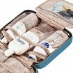 Travel Toiletry Bag for women,Portable Hanging Organizer for Full-Sized Shampoo,Conditioner,Brushes Set,Makeup Accessories,Blue