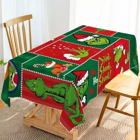 140×220CM Christmas Tablecloth Merry Xmas Winter Holiday Party Decoration Rectangular Kitchen Dining Room Home Decor