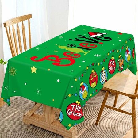 140×220CM Christmas Tablecloth Merry Xmas Winter Holiday Party Decoration Rectangular Kitchen Dining Room Home Decor