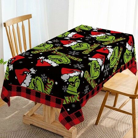 140×220CM Christmas Tablecloth Merry Xmas Winter Holiday Party Decoration Rectangular Kitchen Dining Room Home Decor