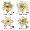 24 PCS Golden Flower Christmas Tree Decorations Ideal For Christmas Tree Decorations And Festive Events