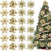 24 PCS Golden Flower Christmas Tree Decorations Ideal For Christmas Tree Decorations And Festive Events
