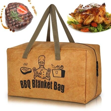BBQ Blanket for Resting Meat Insulated Brisket Resting Blanket for Smoking Reusable BBQ Meat Resting Bag with Handle Strap,Wide Mouth for Pork Shoulders