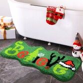 Believe Christmas Runner Rug Lime Green Red Bathroom Rug Indoor Christmas Decorations Washable Xmas Bath Mat for Bathroom Bedroom-60*90cm