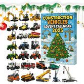 Christmas Construction Vehicles Advent Calendar,24 Days Calendar with Construction Vehicles,Excavator,Bulldozer,For Collectors Vehicle Lovers
