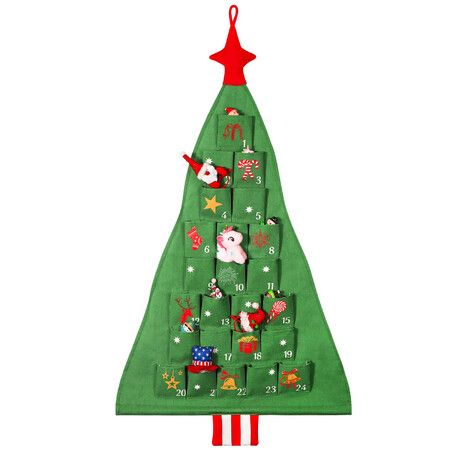 Fabric Christmas Tree Advent Calendar,Reusable Empty Refillable Advent Calendar 24 Days Countdown Supplies,Xmas Gifts Ornaments Christmas Tree Decorations