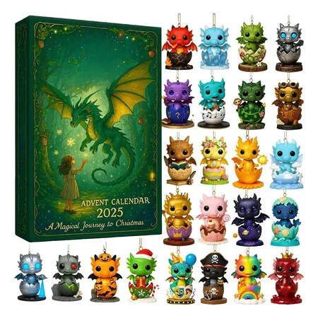 Advent Calendar Dragon 24 Days to Christmas Countdown Christmas Countdown Decorative Dragon Shaped Pendants Gift Christmas Tree Decoration