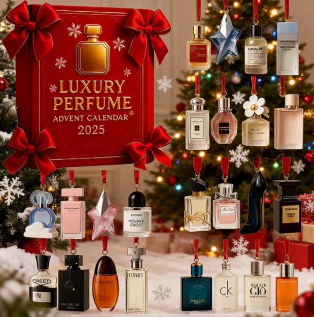 Luxury Perfume Advent Calendar 2025, 24 Day Acrylic Perfume Display Gift Set, 24 Days of Designer Fragrances for Women and Men