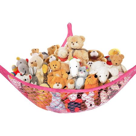 Stuffed Animal Net Hammock for Plushie Toys,Stuffed Animal Hammock Corner for Kids Room Decor,Ideas for Organizing Stuffy Collection,1 Pack,Pink