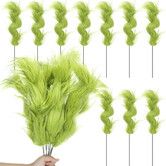 10PCS Grinch Green Furry Cuttings Curly Christmas Tree Branches Decoration Ideal For Christmas Vase Decorations And Festive Events