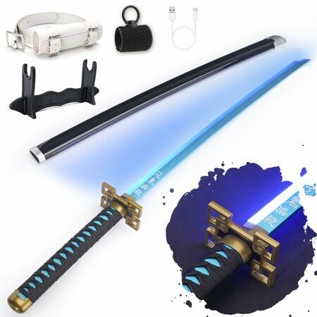 Light Up Sword,101cm 40 Inches Rechargeable Plastic Replica with Belt & Stand,Sword with Original Texture Muichiro