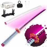Light Up Sword,101cm 40 Inches Rechargeable Plastic Replica with Belt & Stand,Sword with Original Texture Mitsuri