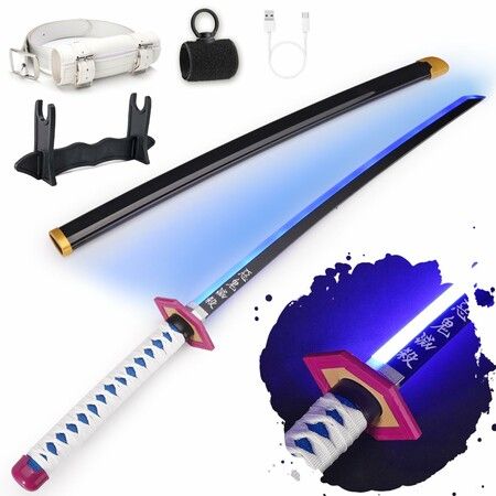 Light Up Sword,101cm 40 Inches Rechargeable Plastic Replica with Belt & Stand,Sword with Original Texture Giyu