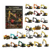 Heavy DIY Advent Calendar 2025, 24 Detailed Zinc Casting Construction Machines, Christmas Countdown Calendar with 24 Mini Excavator Ornaments