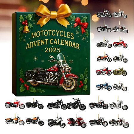 Mototcycles Advent Calendar 2025, 24 Days Countdown to Christmas Gift, Funny Har-Ley Advent Calendar for Mototcycles Lovers