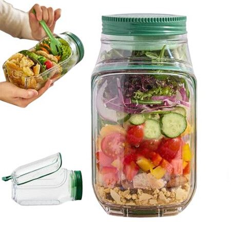 Portable Plastic Salad Pod Containers Leakproof Keep Fresh Salad Jars With Leak Salad Bowl Utensil Reusable For Office Picnic