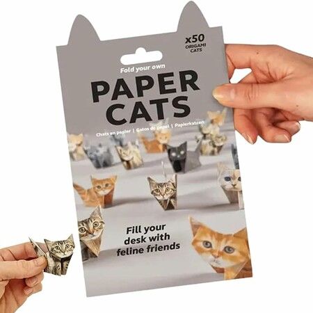 DIY Paper Cat, 50 Sheets DIY Paper to Fold Cute Cat Figures, Fun Craft Activity for Men Women Boys Girls, Desk Decoration and Gift for Cat Lovers