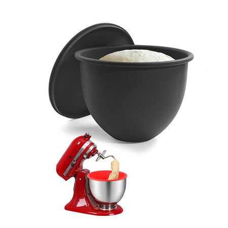Silicone Bowl Liner for KitchenAid Tilt Head 5QT Mixers, 1 Liner and 1 Lid Included, Leak Proof Sealing Design, Not for Bowl-Lift Models, Black
