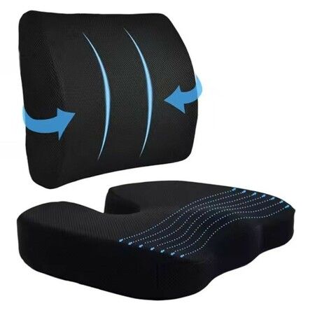 Seat Cushion and Lumbar Support Pillow for Office Chair,Memory Foam Car Seat Cushions Back Support Pillows of Back,Tailbone and Sciatic