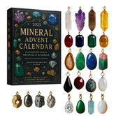 Christmas Crystal Advent Calendar 2025, Healing Stones Kit with Crystal Necklace Holder, Magnifier, and Storage Bag, Holiday Gift