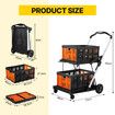 Folding Hand Truck Dolly Luggage Utility Cart Shopping Trolley Collapsible Foldable 2 Baskets Moving Grocery Office Gym Tennis Ball Camping 4 Wheels