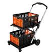 Folding Hand Truck Dolly Luggage Utility Cart Shopping Trolley Collapsible Foldable 2 Baskets Moving Grocery Office Gym Tennis Ball Camping 4 Wheels