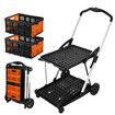 Folding Hand Truck Dolly Luggage Utility Cart Shopping Trolley Collapsible Foldable 2 Baskets Moving Grocery Office Gym Tennis Ball Camping 4 Wheels