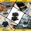 Folding Trolley Hand Truck Dolly Luggage Shopping Utility Cart Collapsible Foldable 2 Baskets for Office Moving Grocery Tennis Ball Camping 4 Wheels
