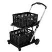 Folding Trolley Hand Truck Dolly Luggage Shopping Utility Cart Collapsible Foldable 2 Baskets for Office Moving Grocery Tennis Ball Camping 4 Wheels