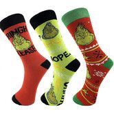 3 Piece Set Cartoon Grinch Trendy Socks Christmas Gift Ideal For Holiday Wear And Festive Events