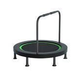 40 Inch Folding Trampoline with U-shaped handrail Green Home Fitness Bouncer Indoor and Outdoor Bungee Training Equipment Men Women Children Portable