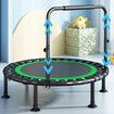 40 Inch Folding Trampoline with U-shaped handrail Green Home Fitness Bouncer Indoor and Outdoor Bungee Training Equipment Men Women Children Portable