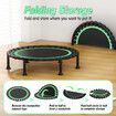 40 Inch Folding Trampoline with U-shaped handrail Green Home Fitness Bouncer Indoor and Outdoor Bungee Training Equipment Men Women Children Portable
