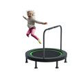 40 Inch Folding Trampoline with U-shaped handrail Green Home Fitness Bouncer Indoor and Outdoor Bungee Training Equipment Men Women Children Portable
